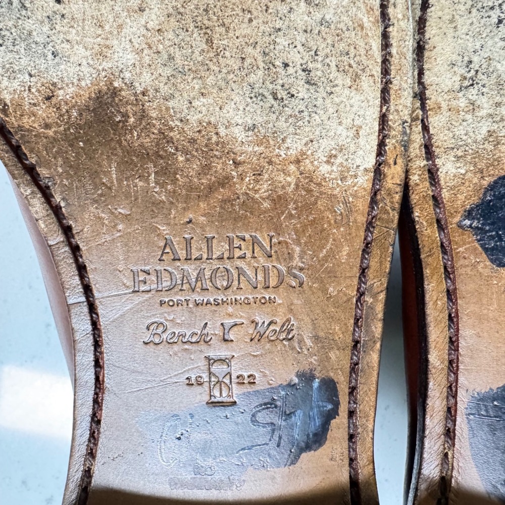 Allen Edmonds Delray Dress Shoes Mens 10 B Brown Leather Split Toe Derby 6370 - Picture 8 of 10